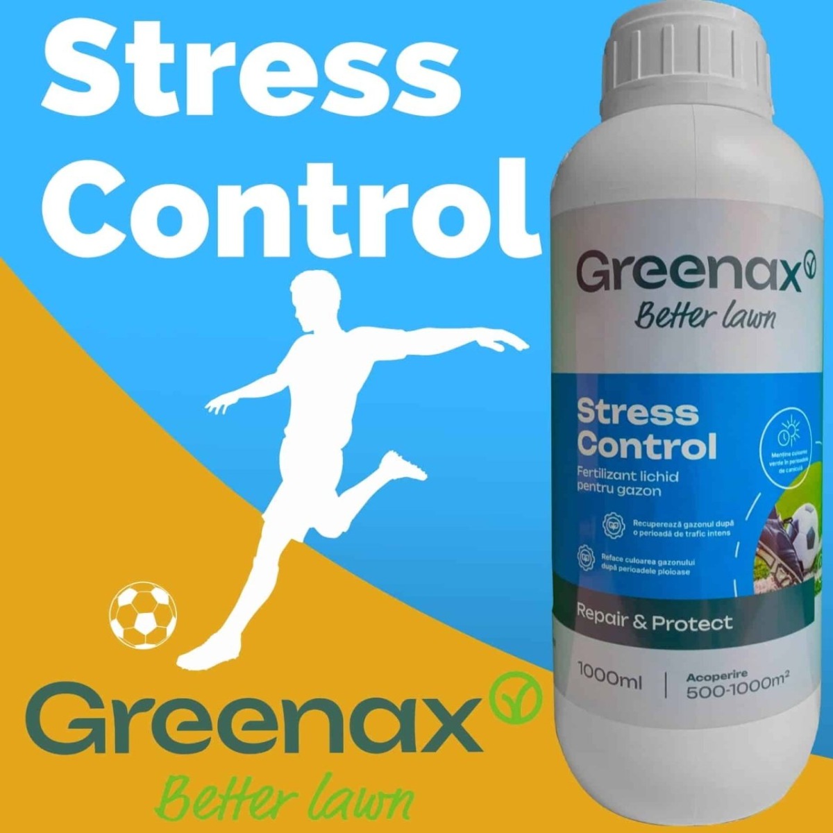 Îngrășământ Foliar Greenax STRESS CONTROL 1 L – Recuperare Rapidă Gazon ...