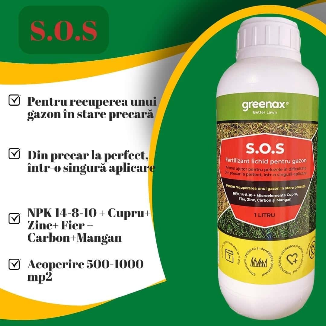 Îngrășământ Foliar Greenax S.O.S 1 L – Refacere Rapidă Gazon ...